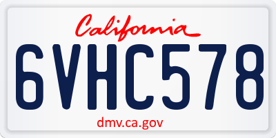CA license plate 6VHC578