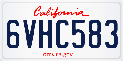 CA license plate 6VHC583