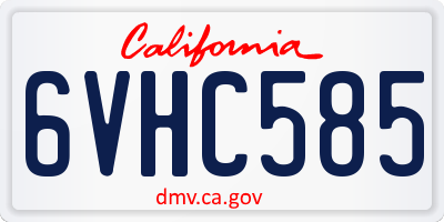 CA license plate 6VHC585