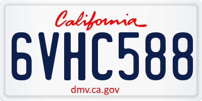 CA license plate 6VHC588