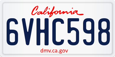 CA license plate 6VHC598
