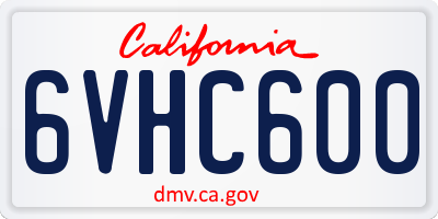 CA license plate 6VHC600