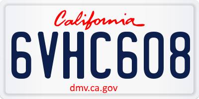 CA license plate 6VHC608