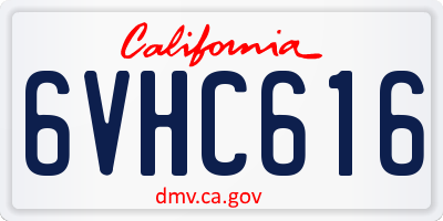 CA license plate 6VHC616