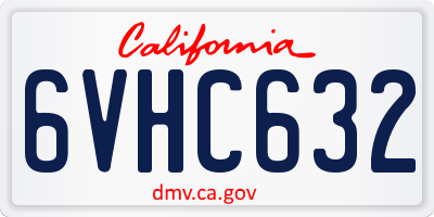 CA license plate 6VHC632