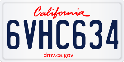 CA license plate 6VHC634