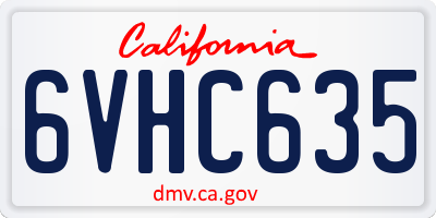 CA license plate 6VHC635