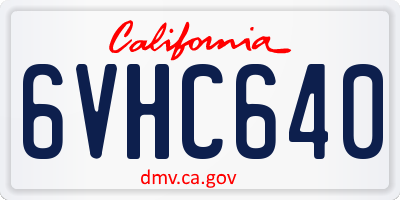 CA license plate 6VHC640