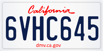 CA license plate 6VHC645