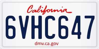 CA license plate 6VHC647
