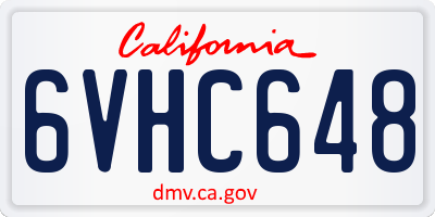 CA license plate 6VHC648