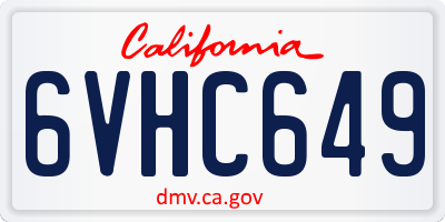 CA license plate 6VHC649