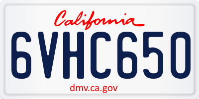 CA license plate 6VHC650