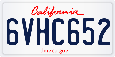 CA license plate 6VHC652