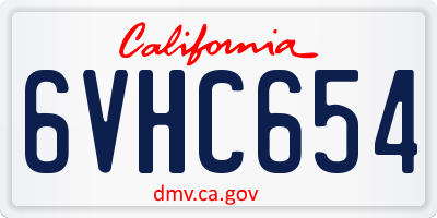 CA license plate 6VHC654