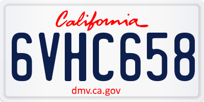 CA license plate 6VHC658