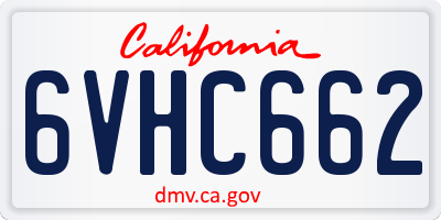 CA license plate 6VHC662