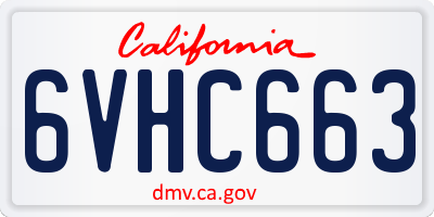 CA license plate 6VHC663