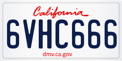 CA license plate 6VHC666