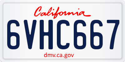 CA license plate 6VHC667