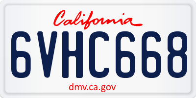 CA license plate 6VHC668