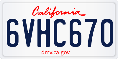 CA license plate 6VHC670