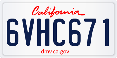 CA license plate 6VHC671