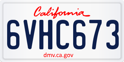 CA license plate 6VHC673
