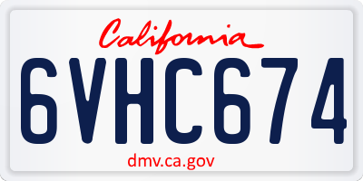 CA license plate 6VHC674