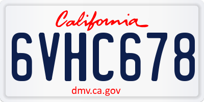 CA license plate 6VHC678