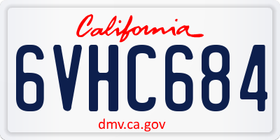 CA license plate 6VHC684
