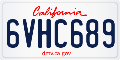 CA license plate 6VHC689