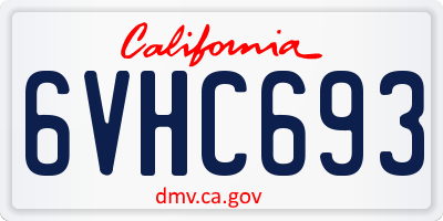 CA license plate 6VHC693