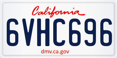 CA license plate 6VHC696