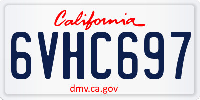CA license plate 6VHC697