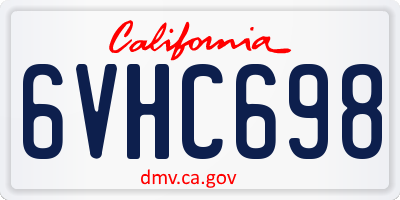 CA license plate 6VHC698
