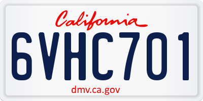 CA license plate 6VHC701