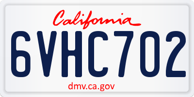 CA license plate 6VHC702