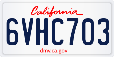 CA license plate 6VHC703