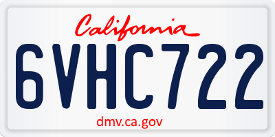 CA license plate 6VHC722