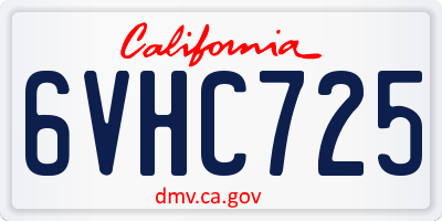 CA license plate 6VHC725