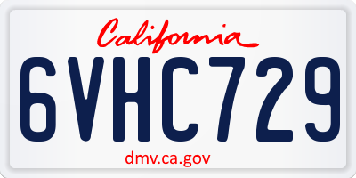 CA license plate 6VHC729