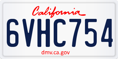 CA license plate 6VHC754