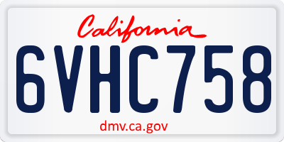 CA license plate 6VHC758