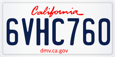 CA license plate 6VHC760