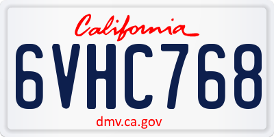 CA license plate 6VHC768