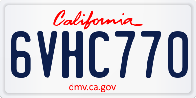 CA license plate 6VHC770