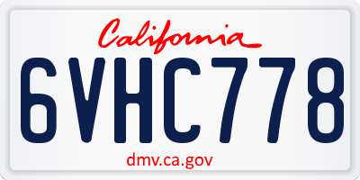 CA license plate 6VHC778