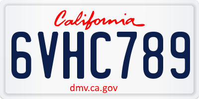CA license plate 6VHC789