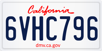 CA license plate 6VHC796